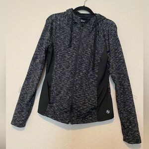 Adrienne Vittadini Sport Black and Gray zipper Hoodie Size L